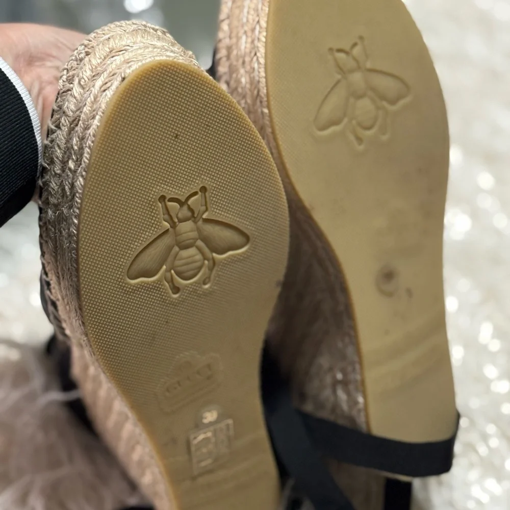 Gucci Black and Gold Espadrilles with Iconic GG Logo sz39 - Picture 7 of 9